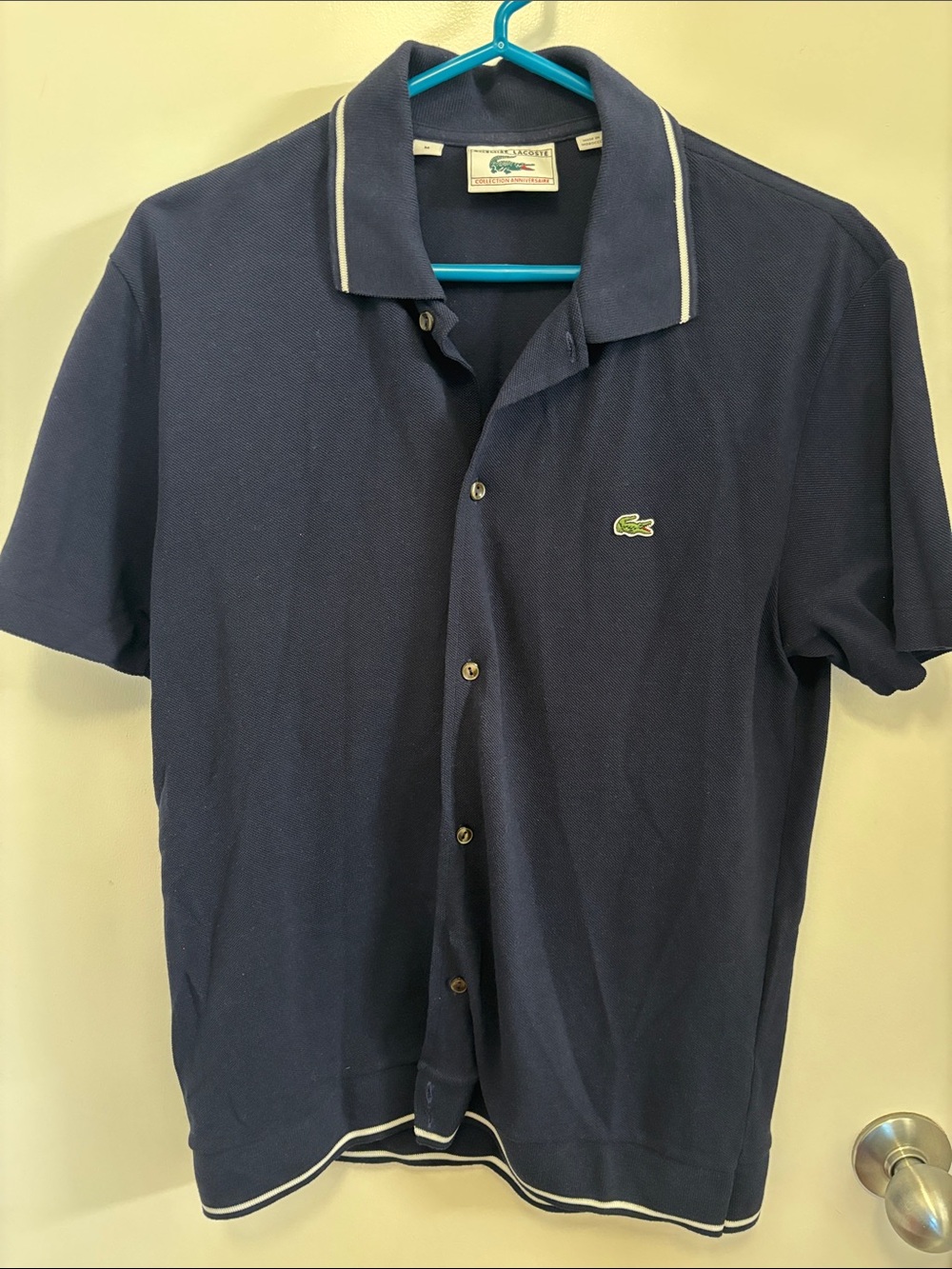 Lacoste Navy Polo Shirt with White Trim - anniversary collection